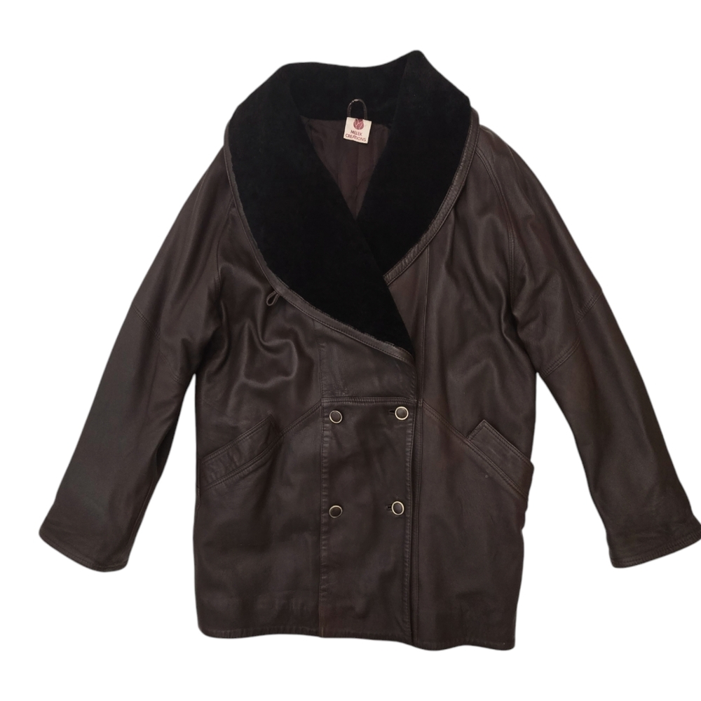 Vintage Melek Creations Leather Coat Turkish Jacket M Dark Brown Made In Turkey